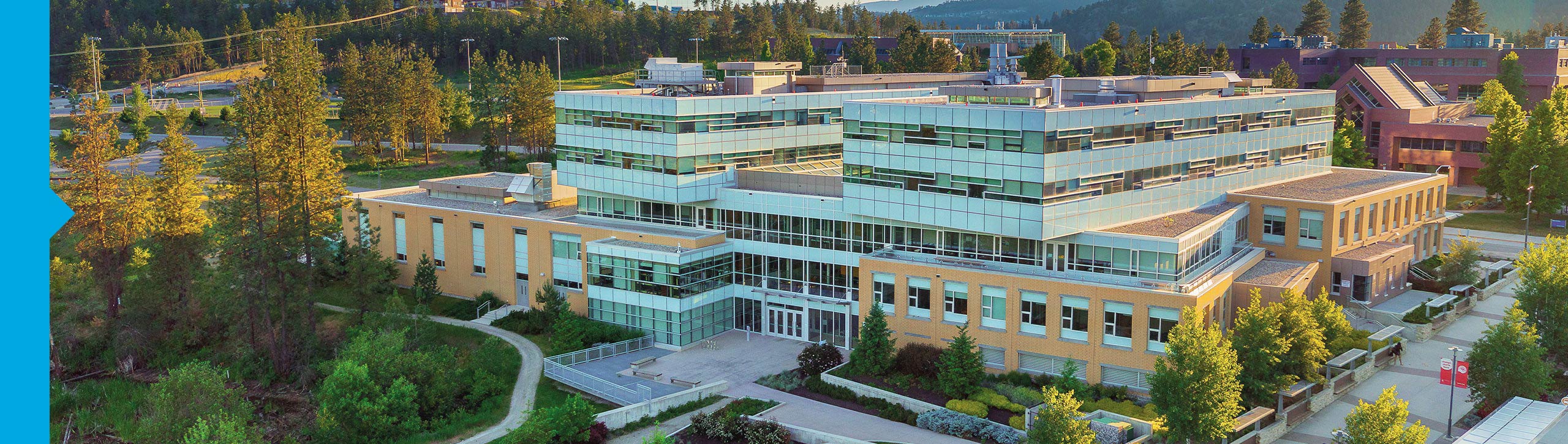 Aerial image of the Engineering, Management and Education (EME) building at UBC Okanagan